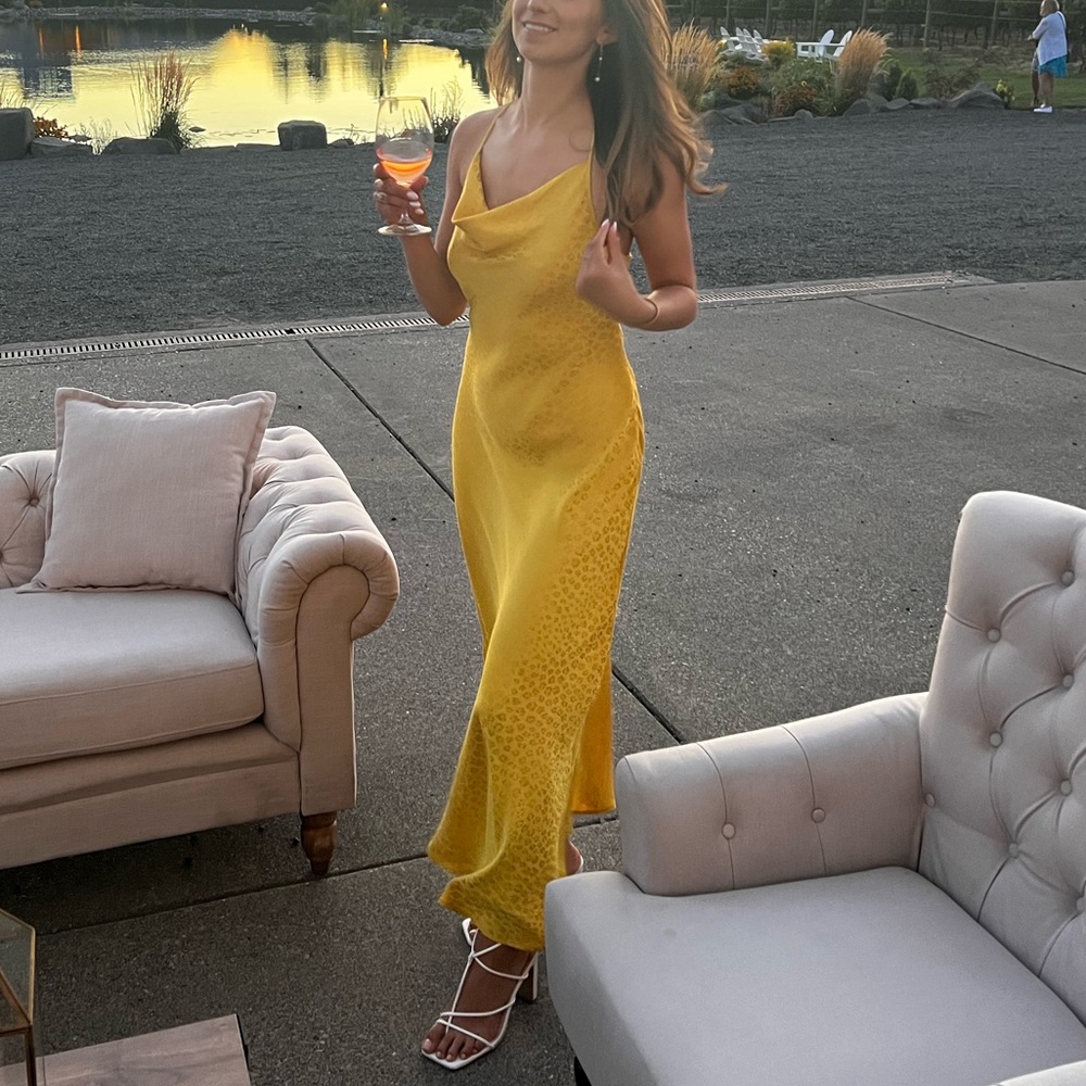 Satin yellow Midi dress